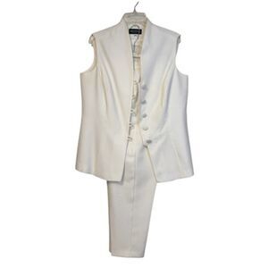 Vintage Women's Pantsuit By Chad Stevens Sz. 16 White Tunic & Pants Y2K